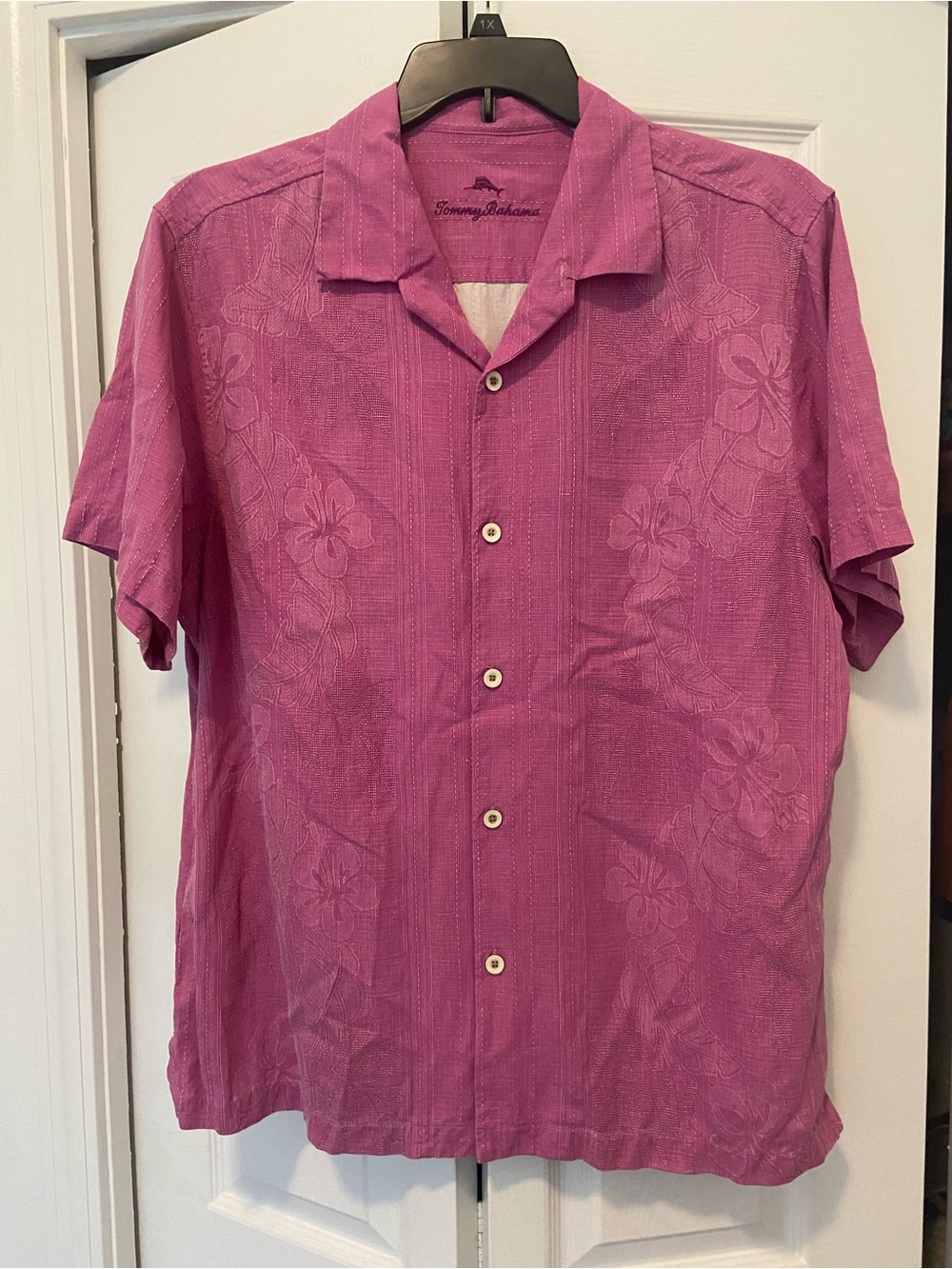 Tommy Bahama Magenta Floral Short-Sleeve Camp Shirt